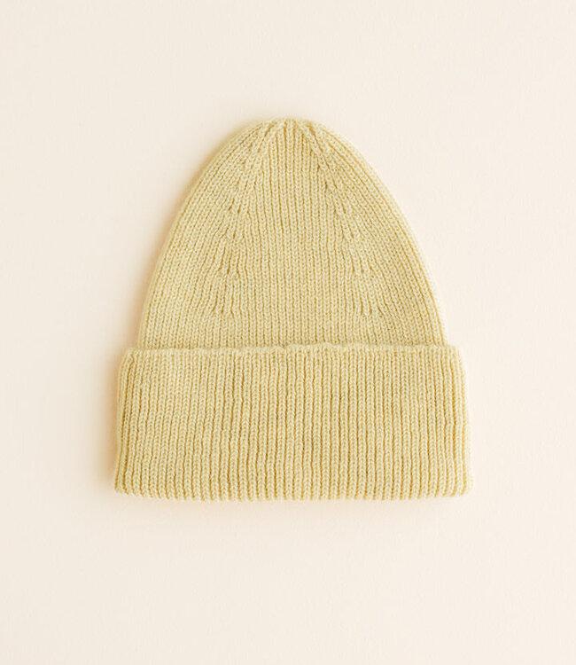 hvid beanie fonzie light yellow