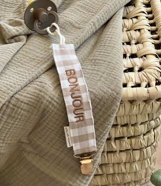 Atelier Pomme speenkoord check bonjour beige