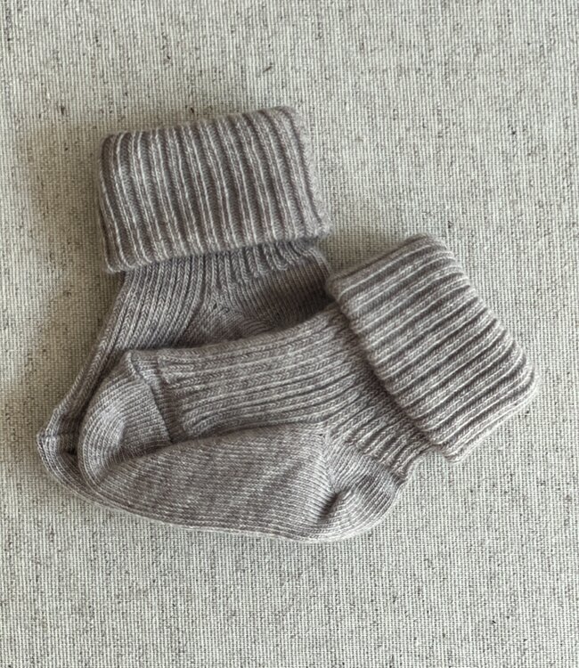 MP Denmark rib baby wool socks light brown melange