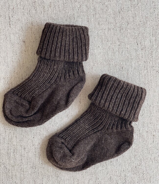 MP Denmark cotton rib baby socks brown melange