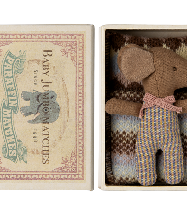 Maileg sleepy wakey baby mouse in matchbox rose