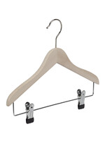 Cintre blouse / chemise (plat) bois hêtre brut avec pinces antidérapantes