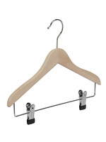 Cintre blouse / chemise (plat) bois hêtre verni naturel avec pinces antidérapantes