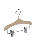 Cintre blouse / chemise (plat) bois hêtre verni naturel avec pinces antidérapantes