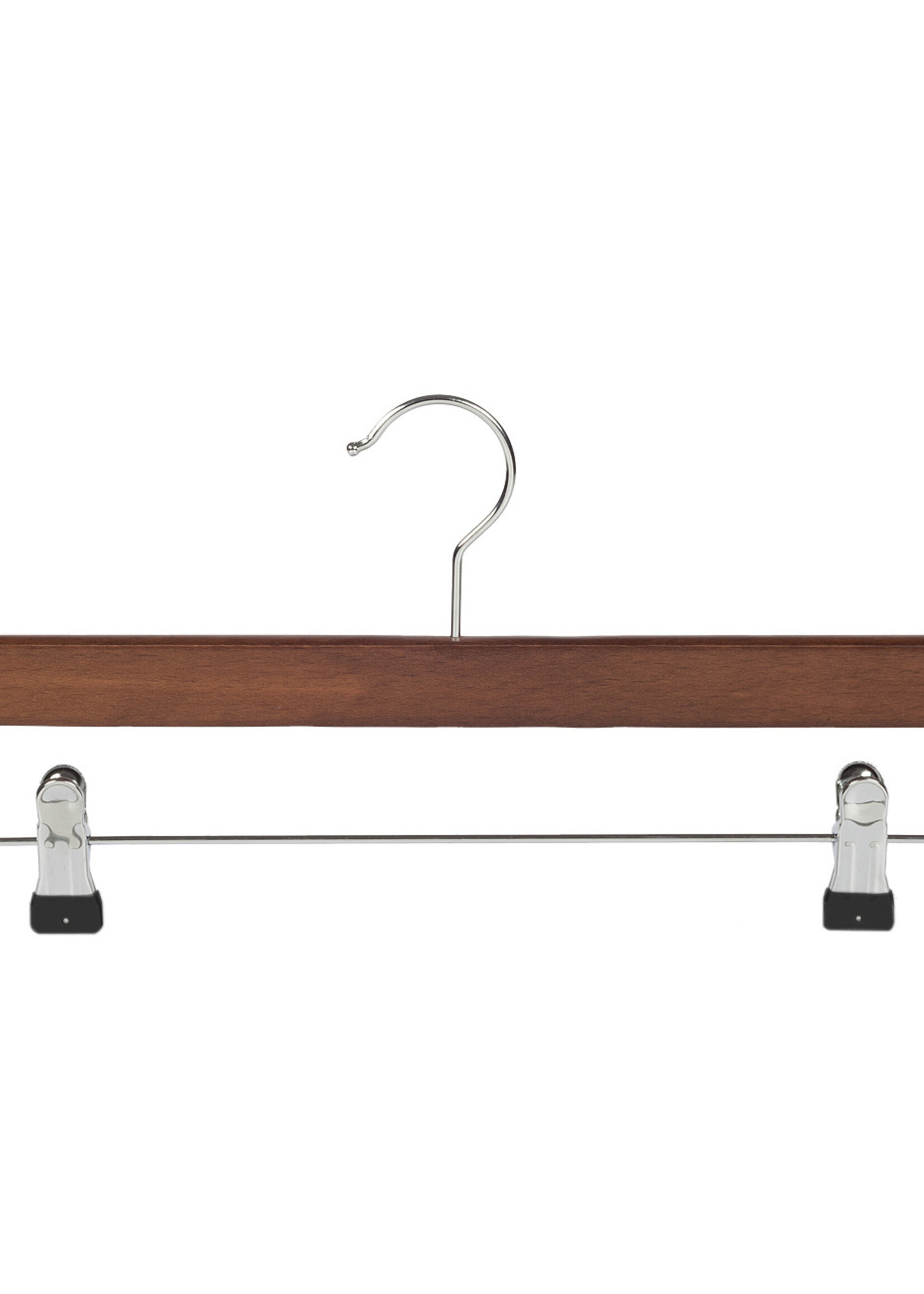 Cintre jupe / pantalon bois hêtre teinté noyer avec pinces antidérapantes