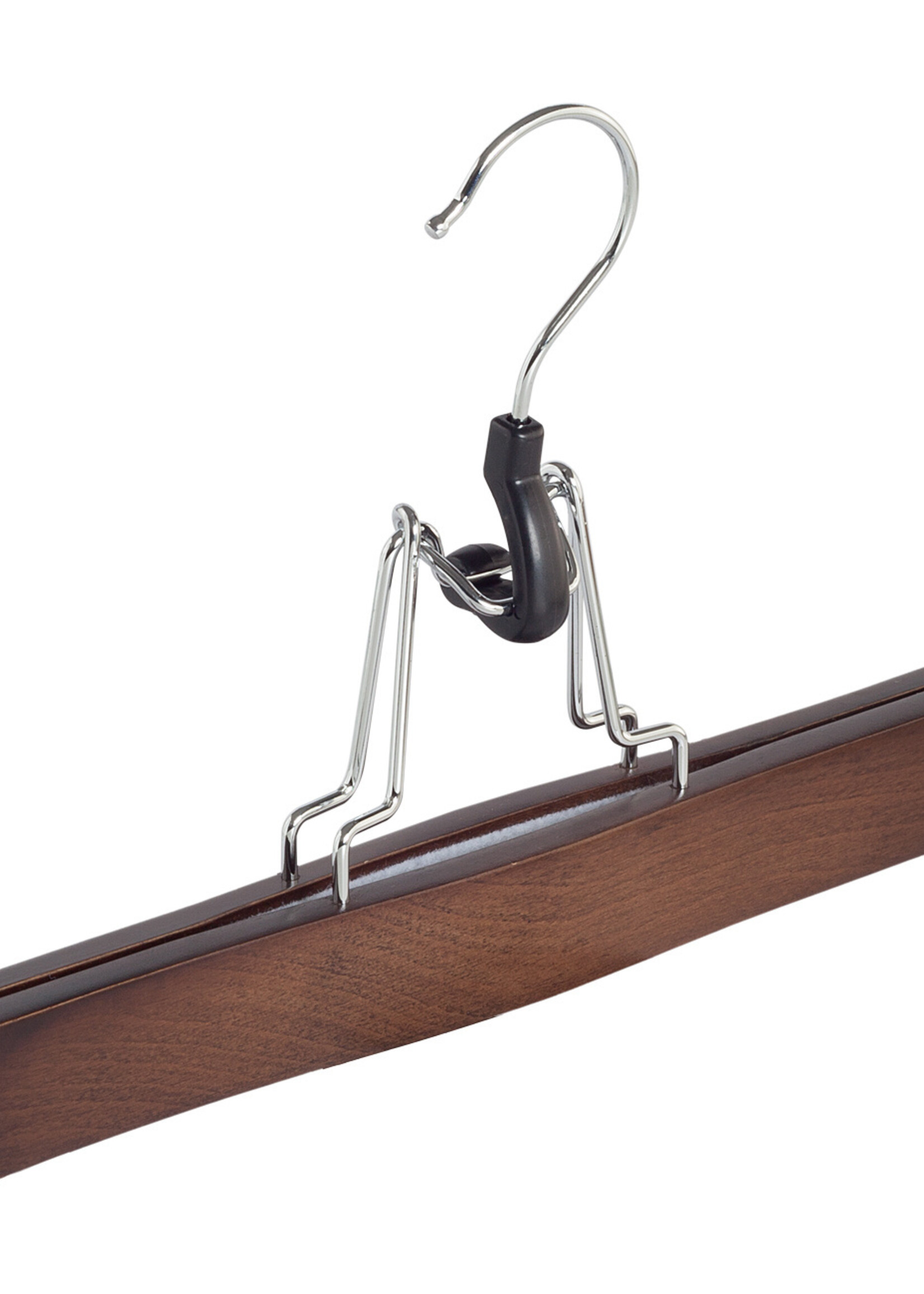 Clip pantalon bois hêtre teinté noyer avec feutre intérieur