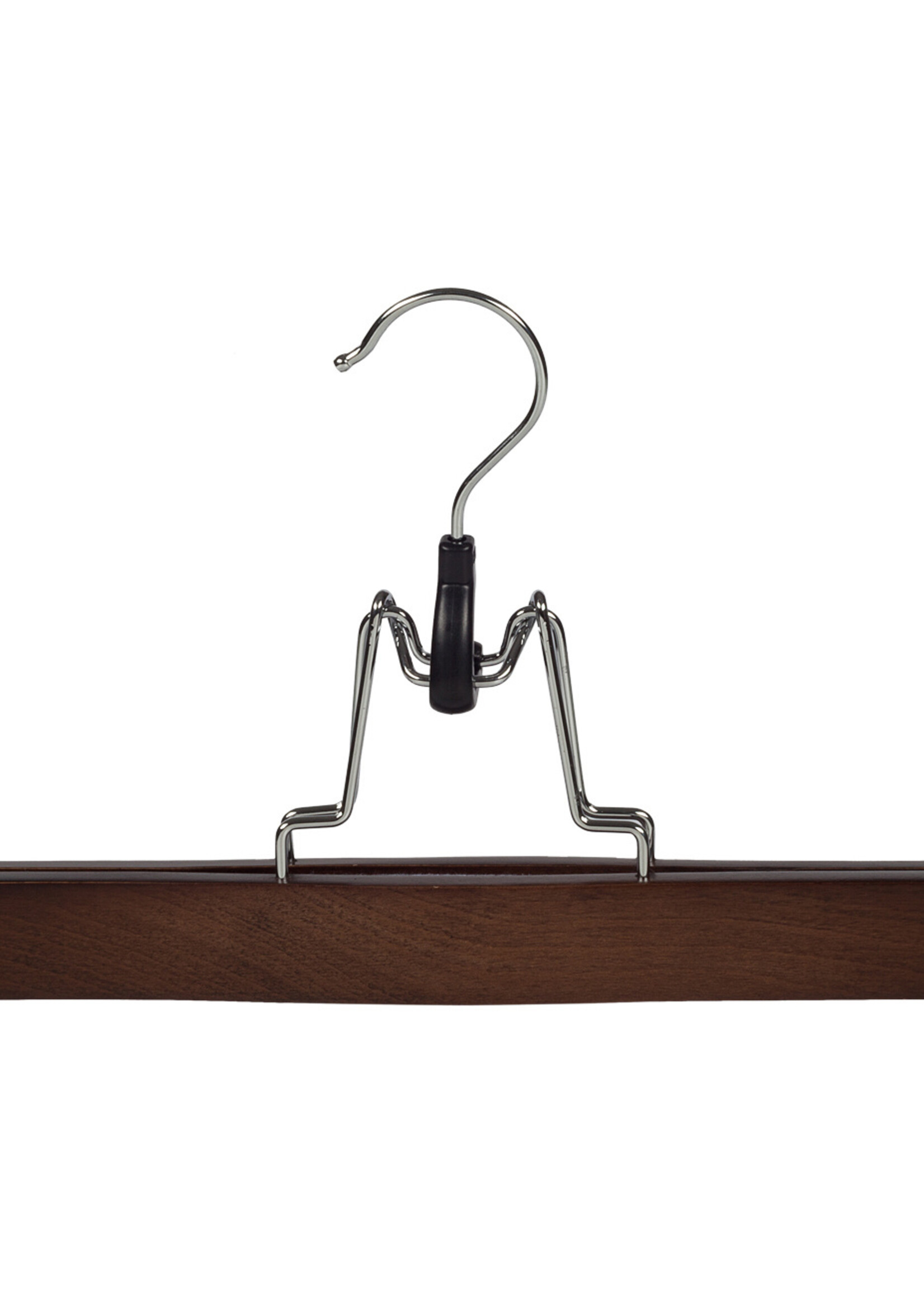 Clip pantalon bois hêtre teinté noyer avec feutre intérieur