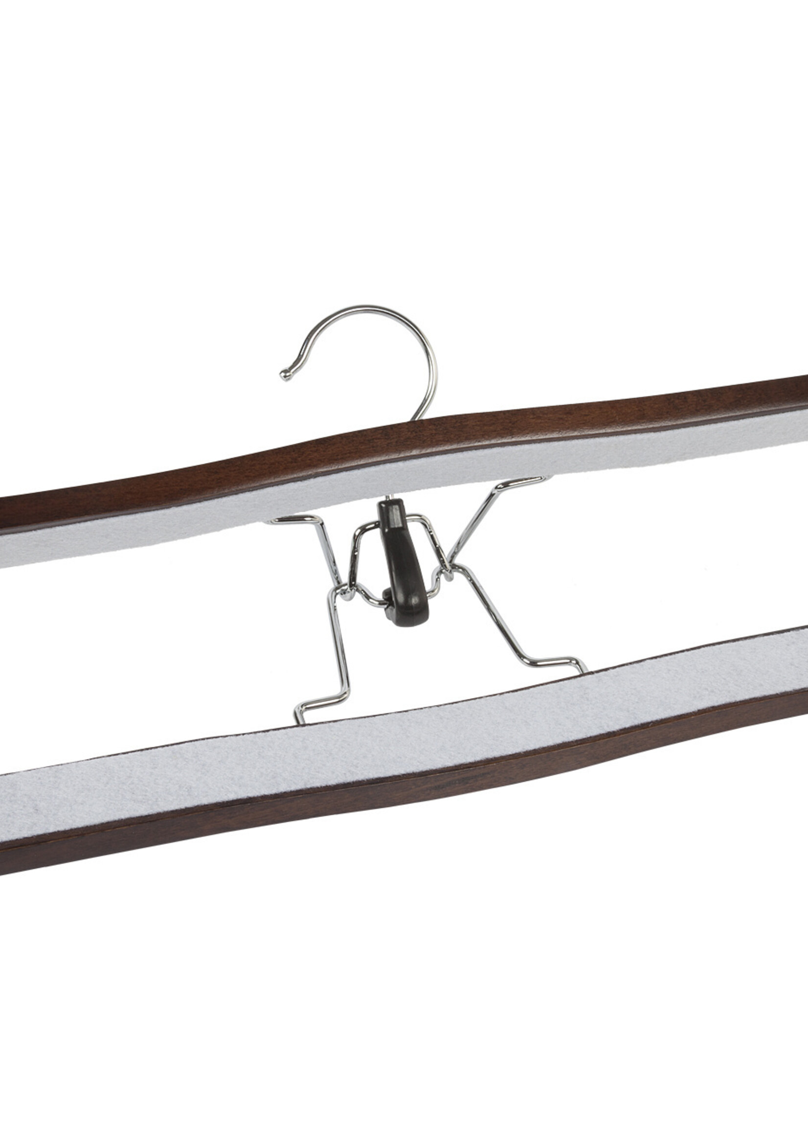 Clip pantalon bois hêtre teinté noyer avec feutre intérieur