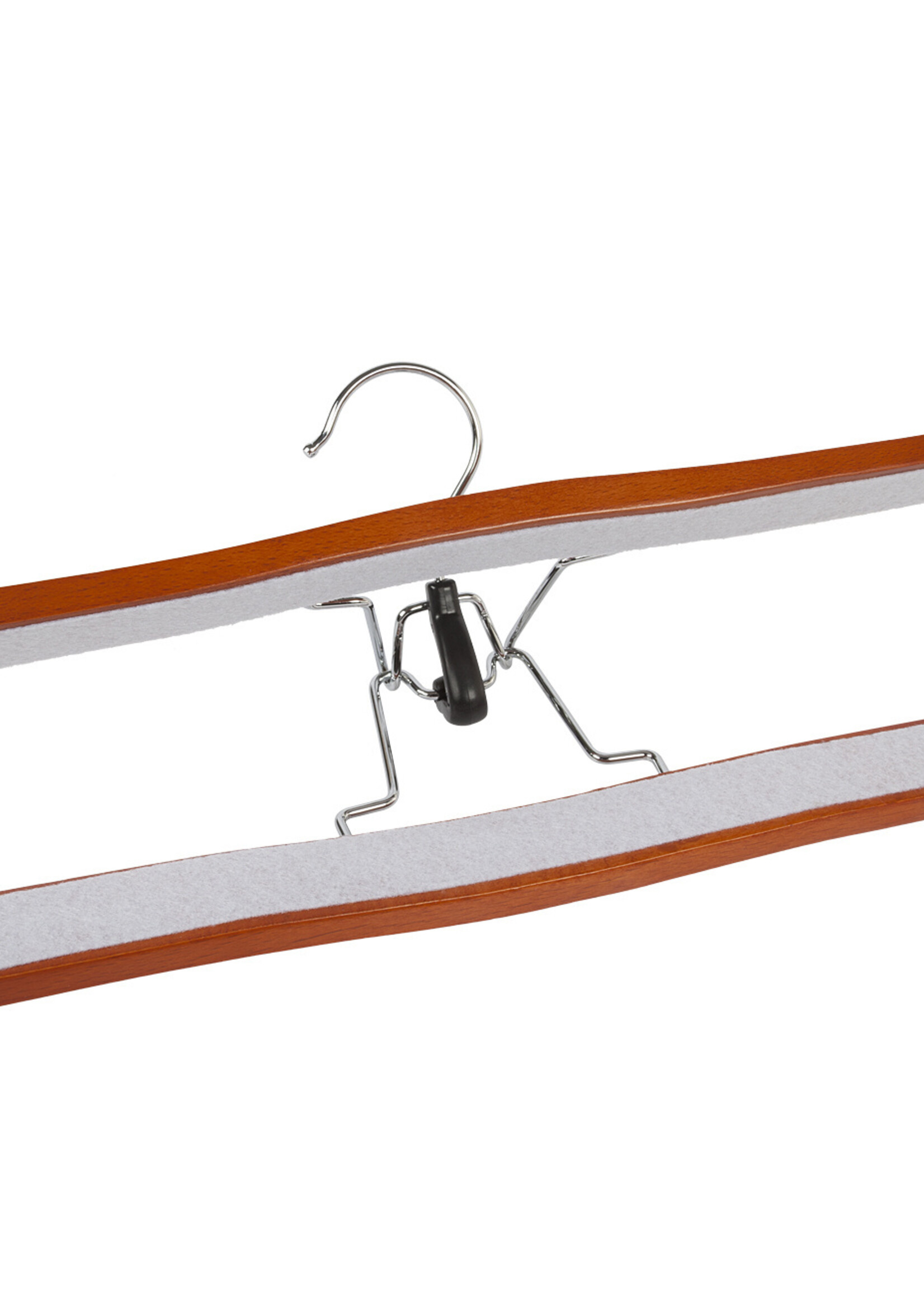 Clip pantalon bois hêtre teinté cerisier avec feutre intérieur