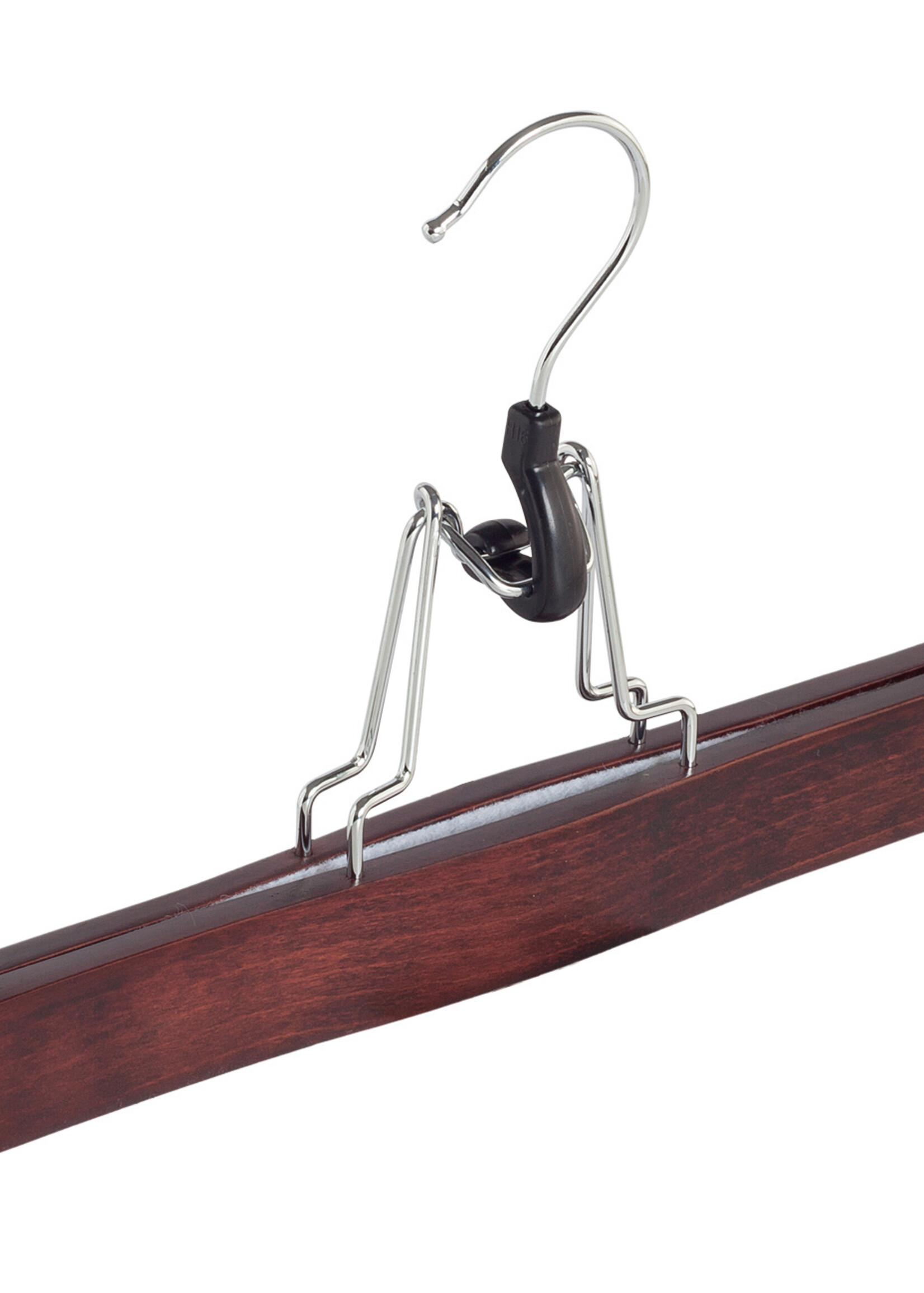 Clip pantalon bois hêtre teinté acajou avec feutre intérieur