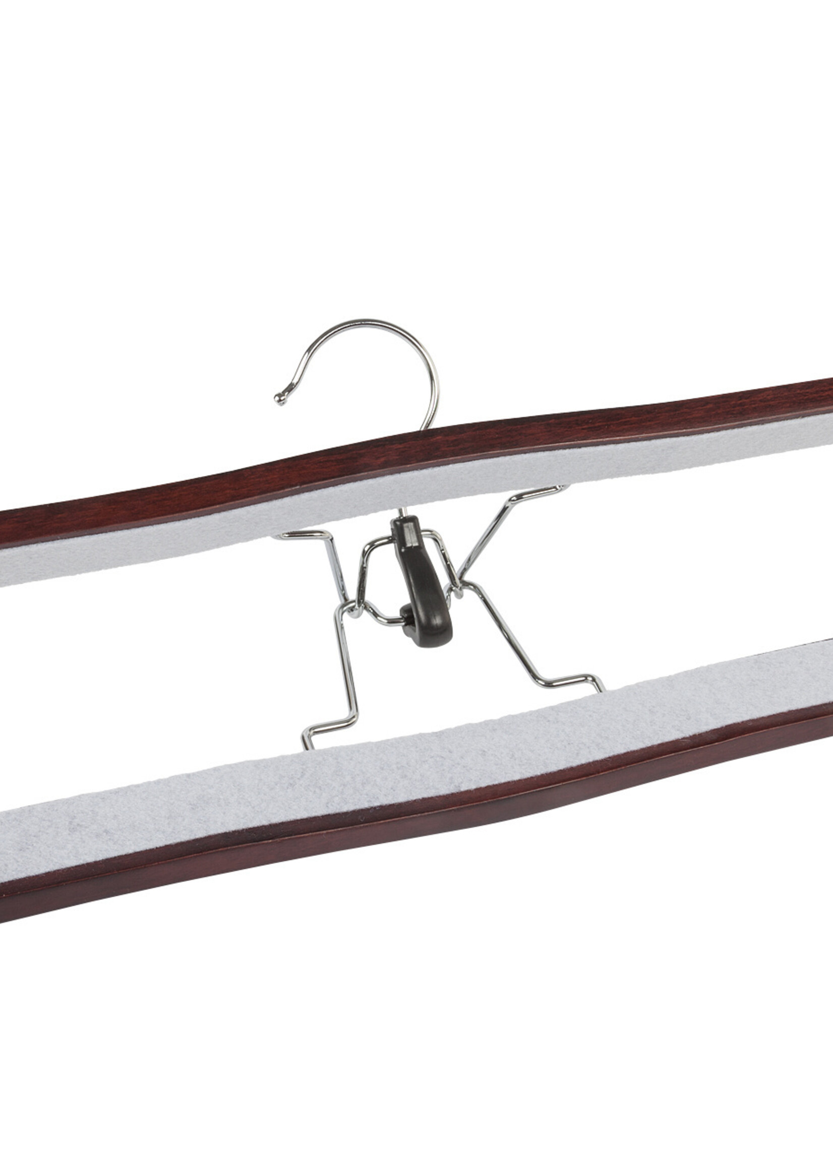 Clip pantalon bois hêtre teinté acajou avec feutre intérieur