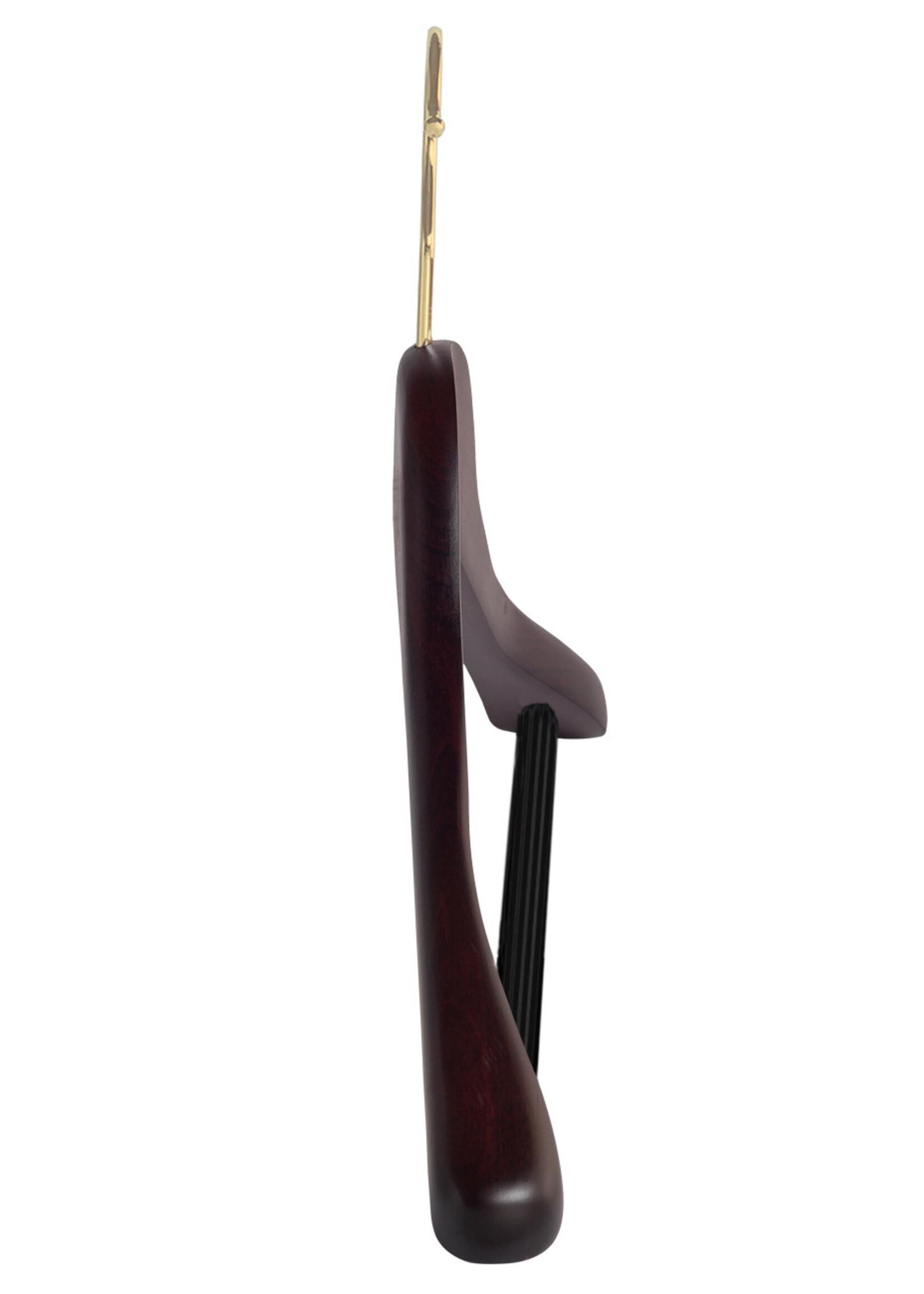 Cintre veste / costume (galbé) bois hêtre teinté acajou avec crochet doré, épaules larges et barre antidérapant