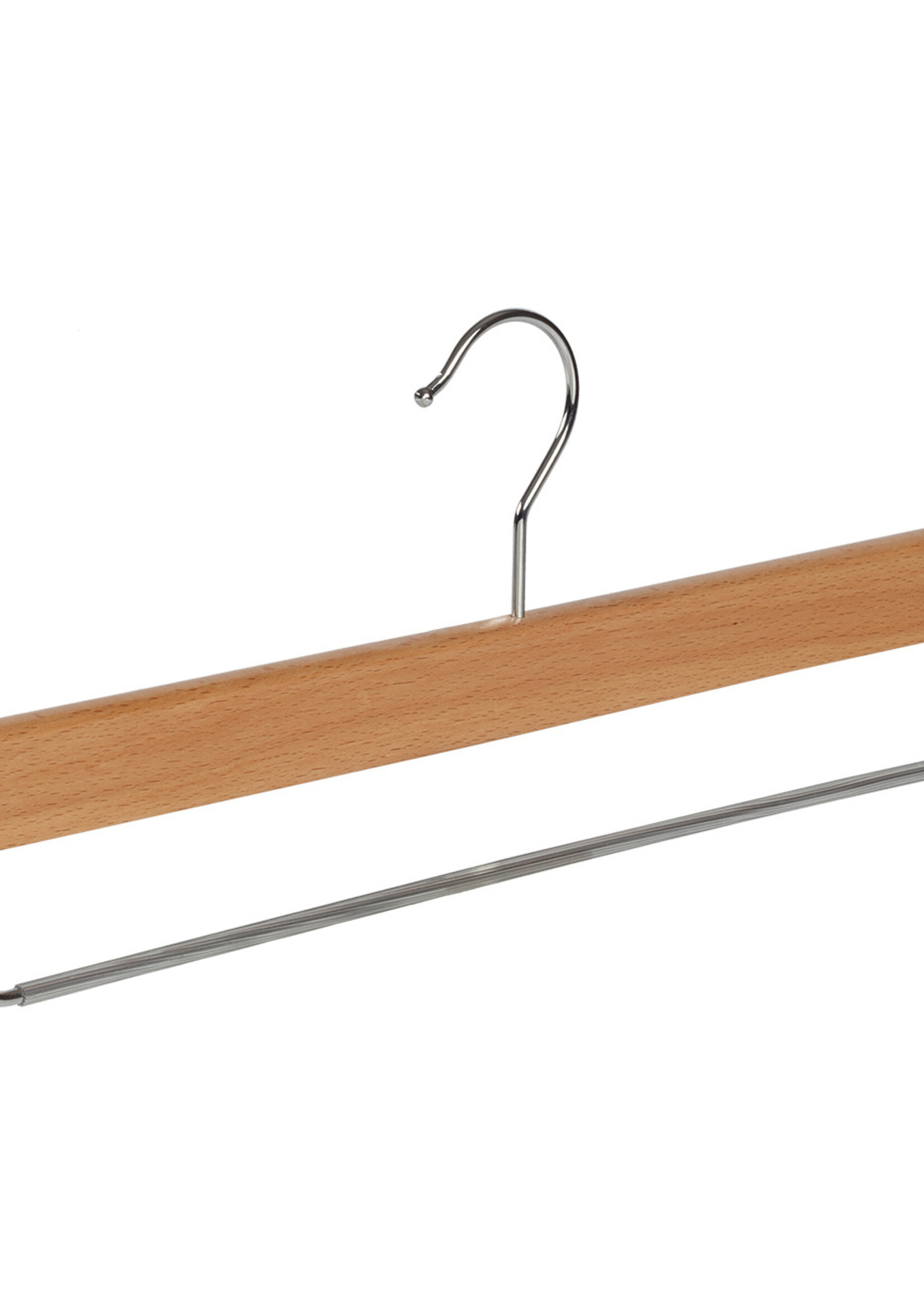 Cintre pantalon bois hêtre verni naturel avec barre antidérapant