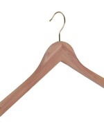 Cintre blouse / chemise (plat) bois cèdre brut avec crochet doré et encoches