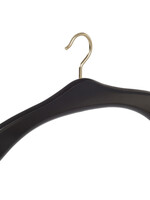 Cintre penderie bois hêtre laqué noir avec crochet doré