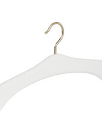 Cintre penderie bois hêtre laqué blanc avec crochet doré