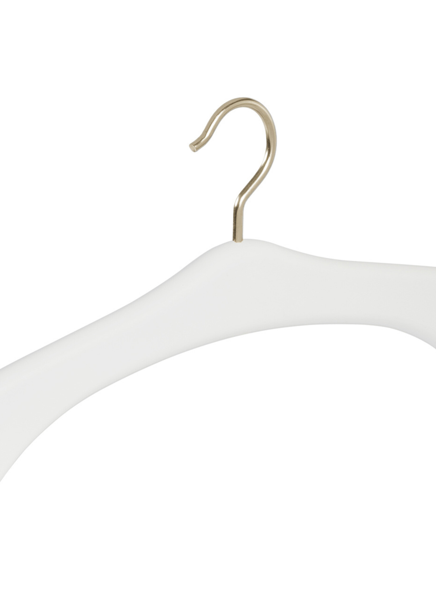 Cintre penderie bois hêtre laqué blanc avec crochet doré