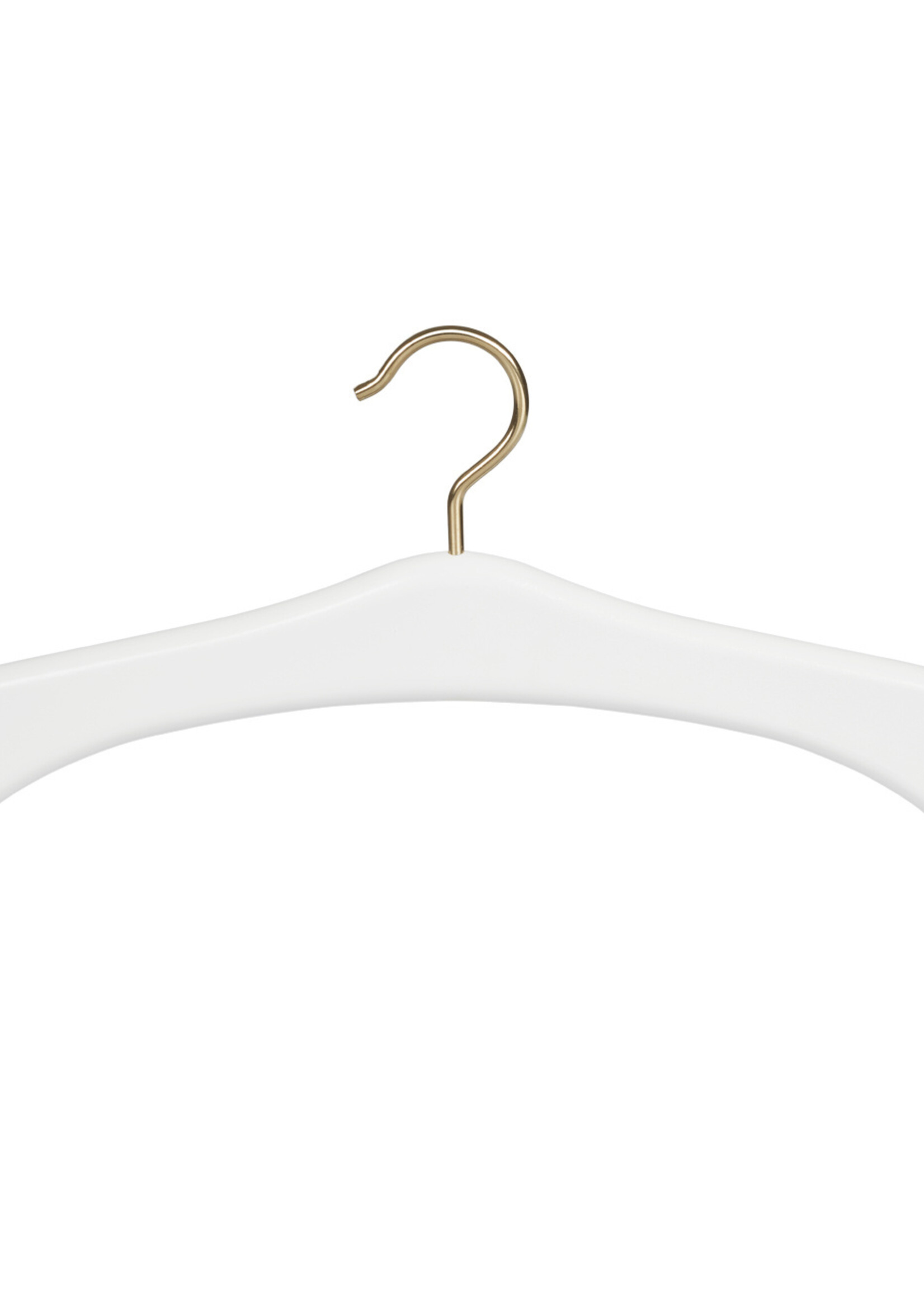 Cintre penderie bois hêtre laqué blanc avec crochet doré