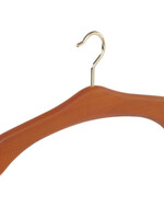Cintre penderie bois hêtre teinté cerisier avec crochet doré