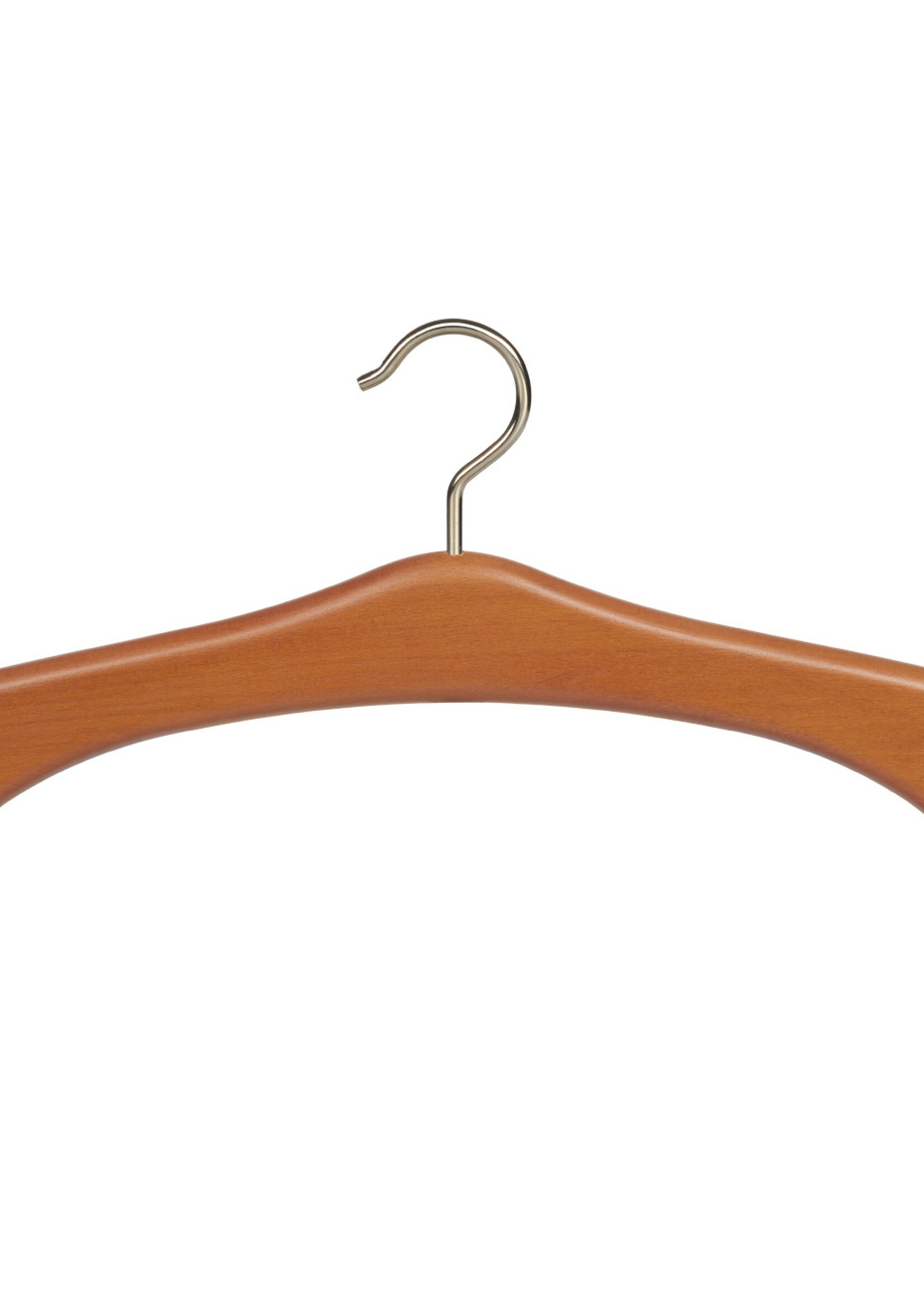 Cintre penderie bois hêtre teinté cerisier avec crochet doré