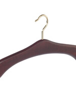 Cintre penderie bois hêtre teinté acajou avec crochet doré