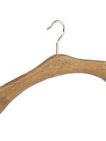 Cintre penderie bois chêne teinté foncé avec crochet doré