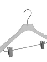 Cintre blouse / chemise (galbé) plastique givré avec encoches et pinces antidérapantes