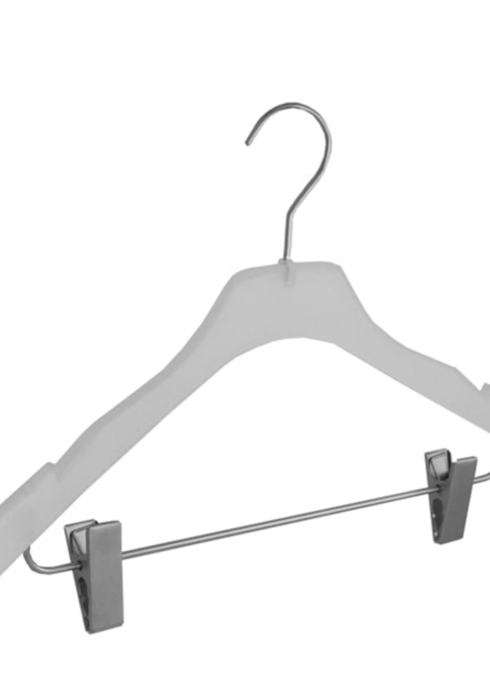 Cintre blouse / chemise (galbé) plastique givré avec encoches et pinces antidérapantes