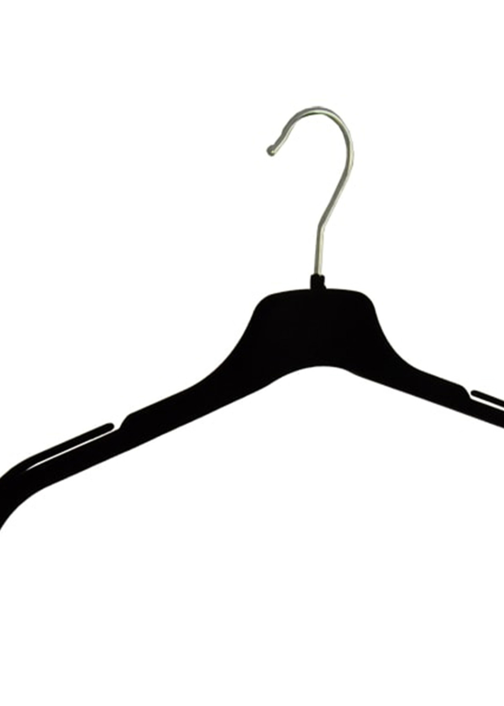 Cintre blouse / chemise (plat) plastique velours noir avec encoches