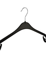 Cintre blouse / chemise (plat) plastique noir avec encoches et antidérapant sur épaules