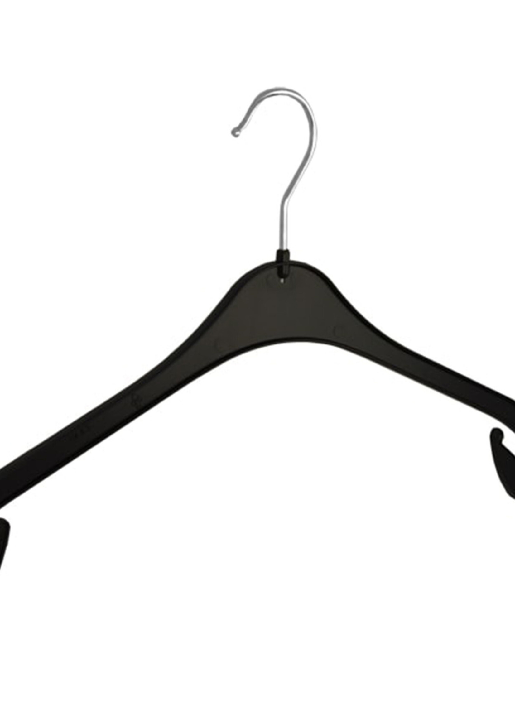 Cintre blouse / chemise (plat) plastique noir avec encoches et antidérapant sur épaules