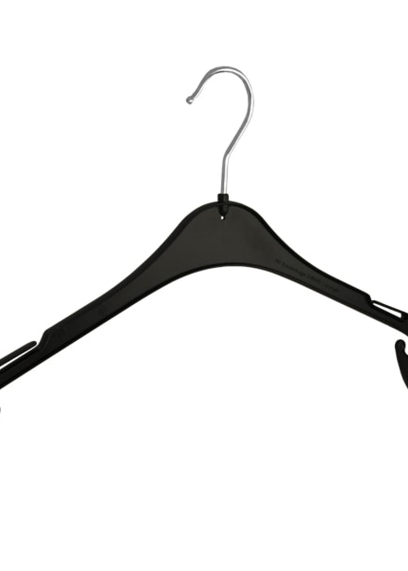 Cintre blouse / chemise (plat) plastique noir avec encoches et antidérapant sur épaules