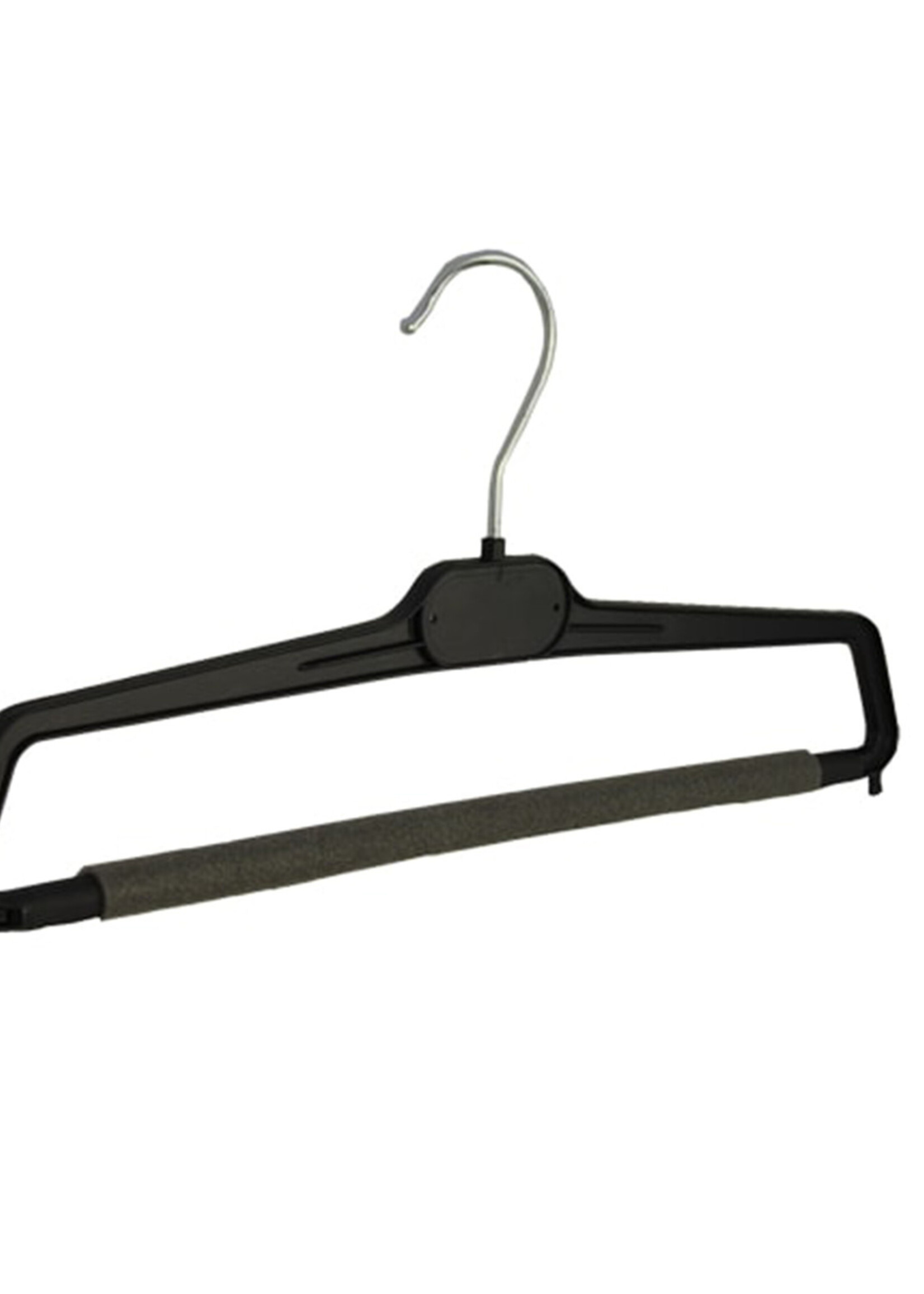 Cintre pantalon plastique noir avec barre antidérapente (mousse 2 mm)