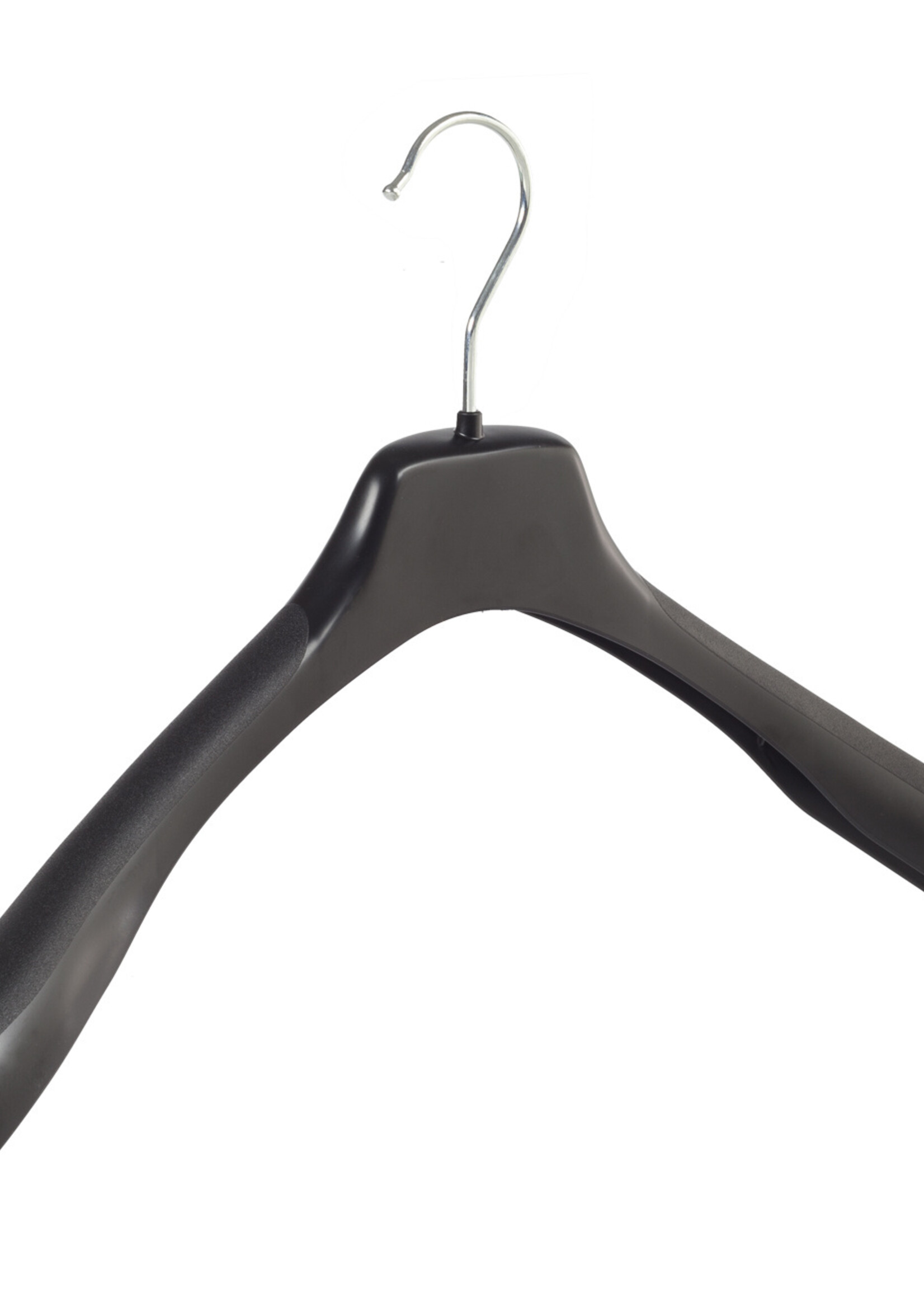 Cintre veste / costume (galbé) plastique noir avec épaules larges