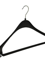 Cintre veste / costume (galbé) plastique noir avec épaules larges et barre