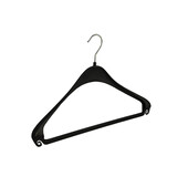 Cintre veste / costume (galbé) plastique noir avec épaules larges et barre Cintre veste / costume (galbé) plastique noir avec épaules larges et barre