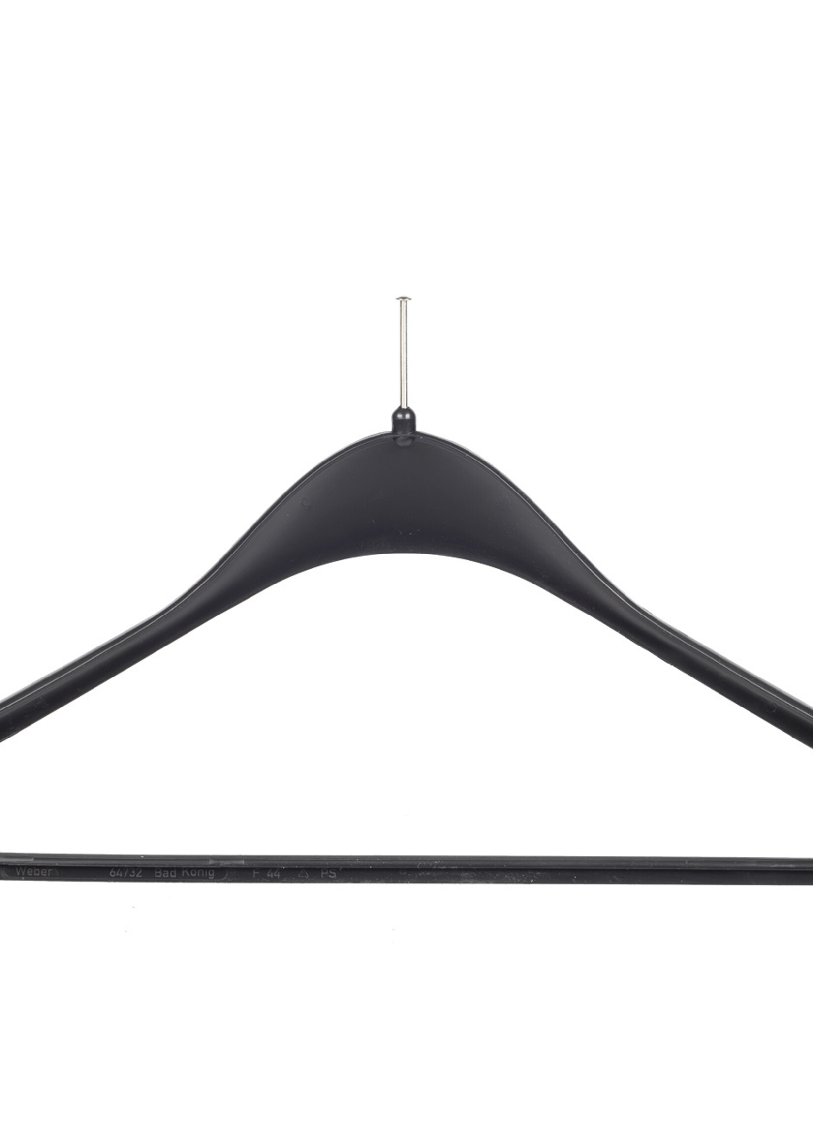 Cintre veste / costume (galbé )plastique noir (antivol sans anneau) avec épaules larges et barre