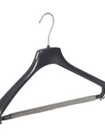 Cintre veste / costume (galbé) plastique noir avec épaules larges et barre antidérapente (mousse 2 mm)