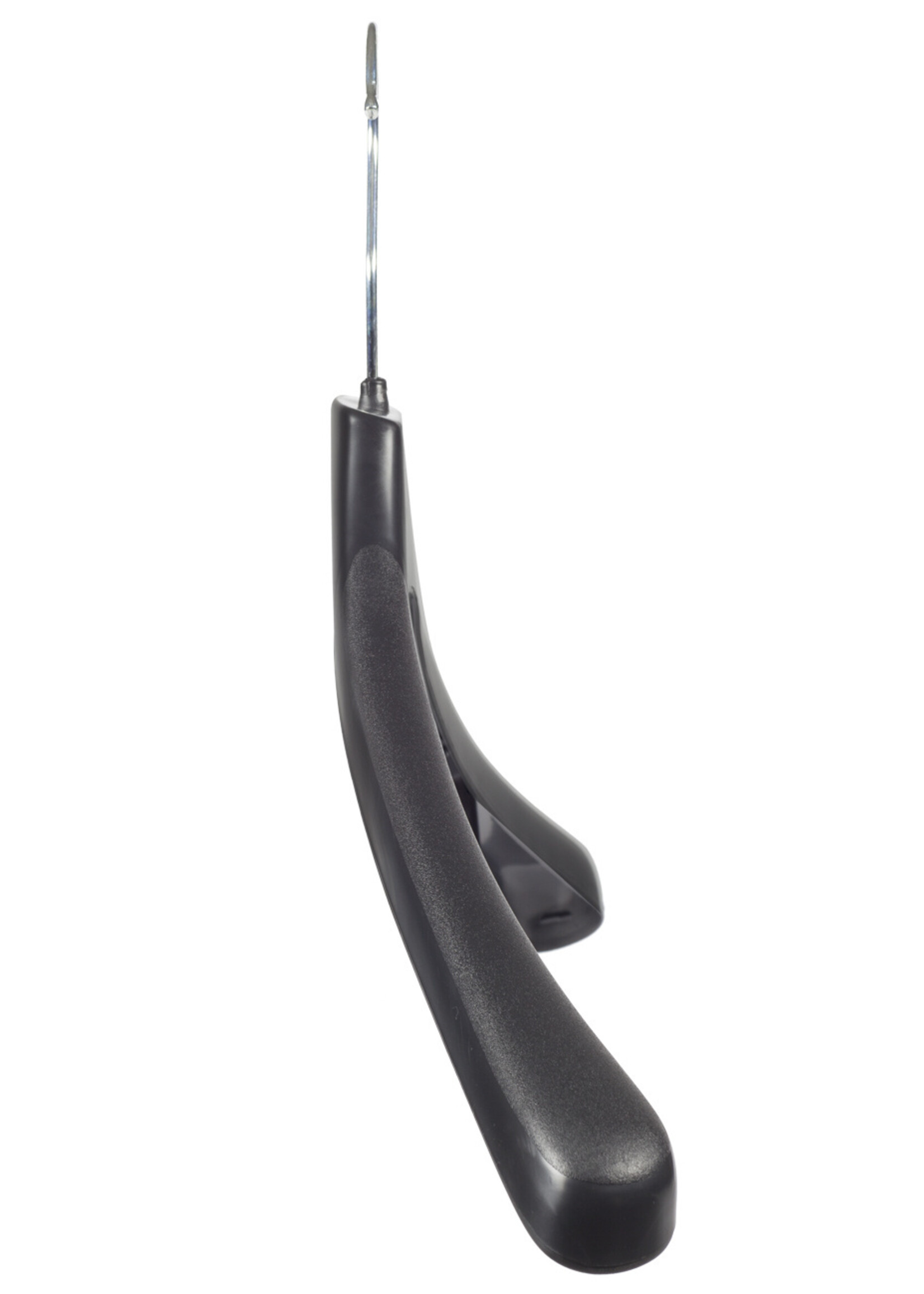 Cintre veste / costume (galbé) plastique noir avec épaules larges et pinces antidérapantes