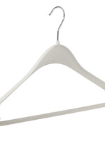 Cintre veste / costume (galbé) plastique blanc avec épaules larges et barre