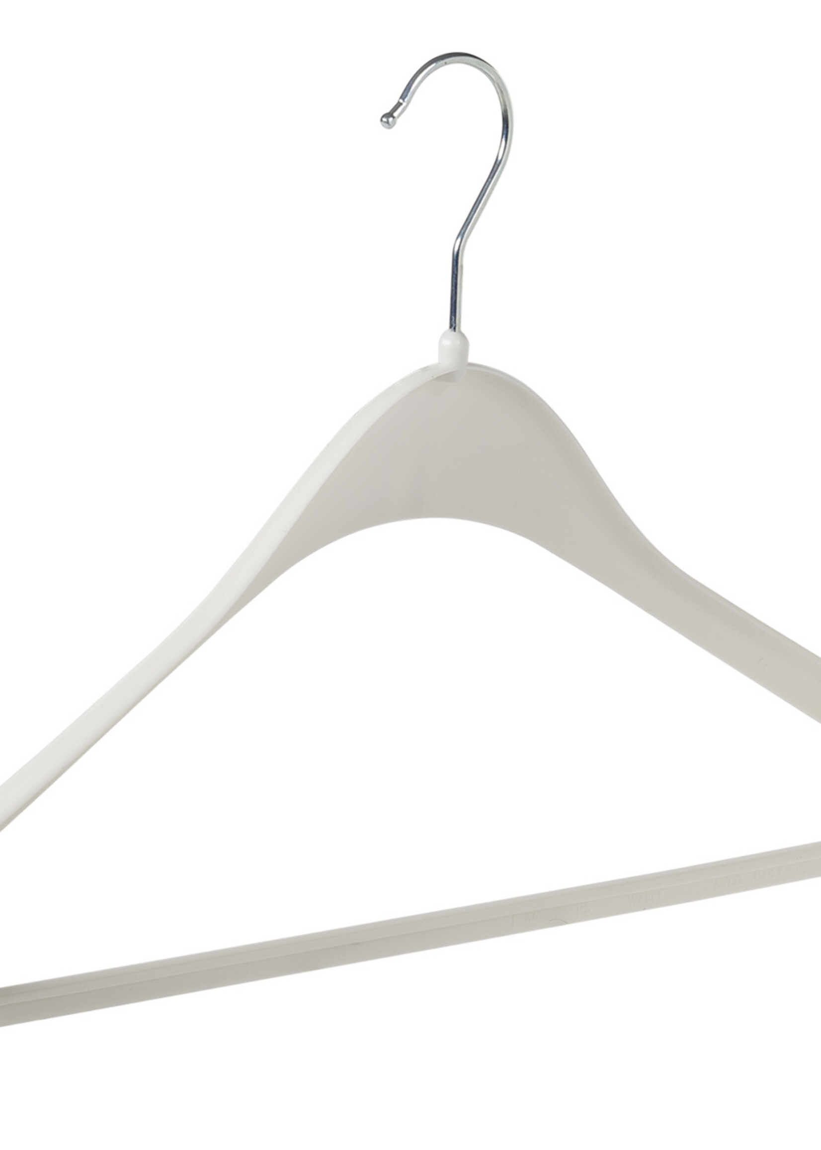 Cintre veste / costume (galbé) plastique blanc avec épaules larges et barre