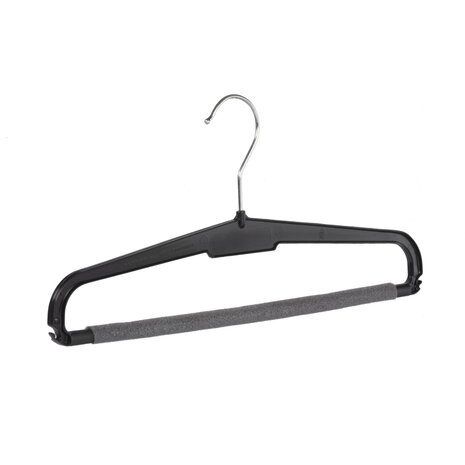 Cintre pantalon plastique noir avec barre antidérapente (mousse 2 mm) (utilisé) Cintre pantalon plastique noir avec barre antidérapente (mousse 2 mm) (utilisé)