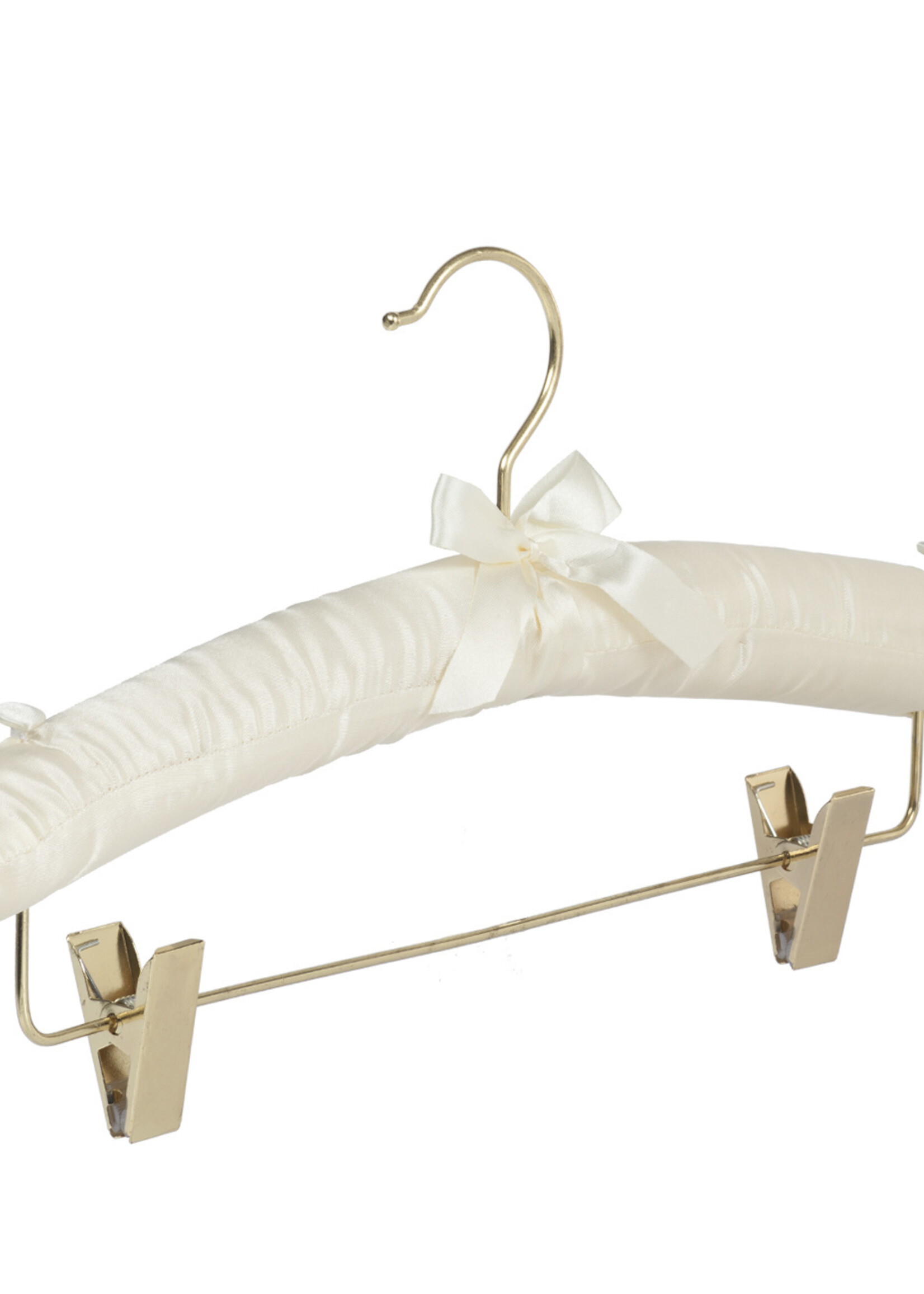 Cintre blouse / chemise satin ivoire avec pinces antidérapantes et crochet lation