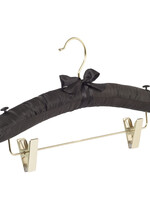 Cintre blouse / chemise satin noir avec pinces antidérapantes et crochet lation