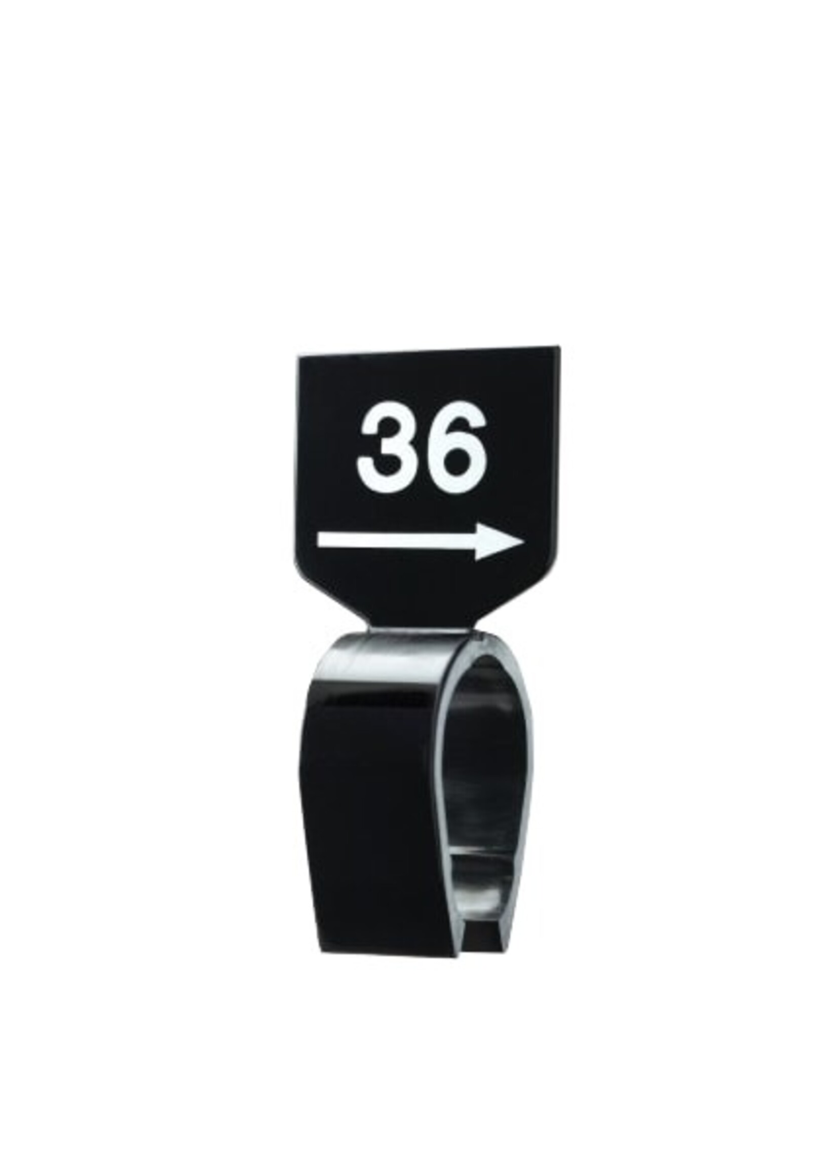 Marquage de taille (clip) noir avec impression blanche