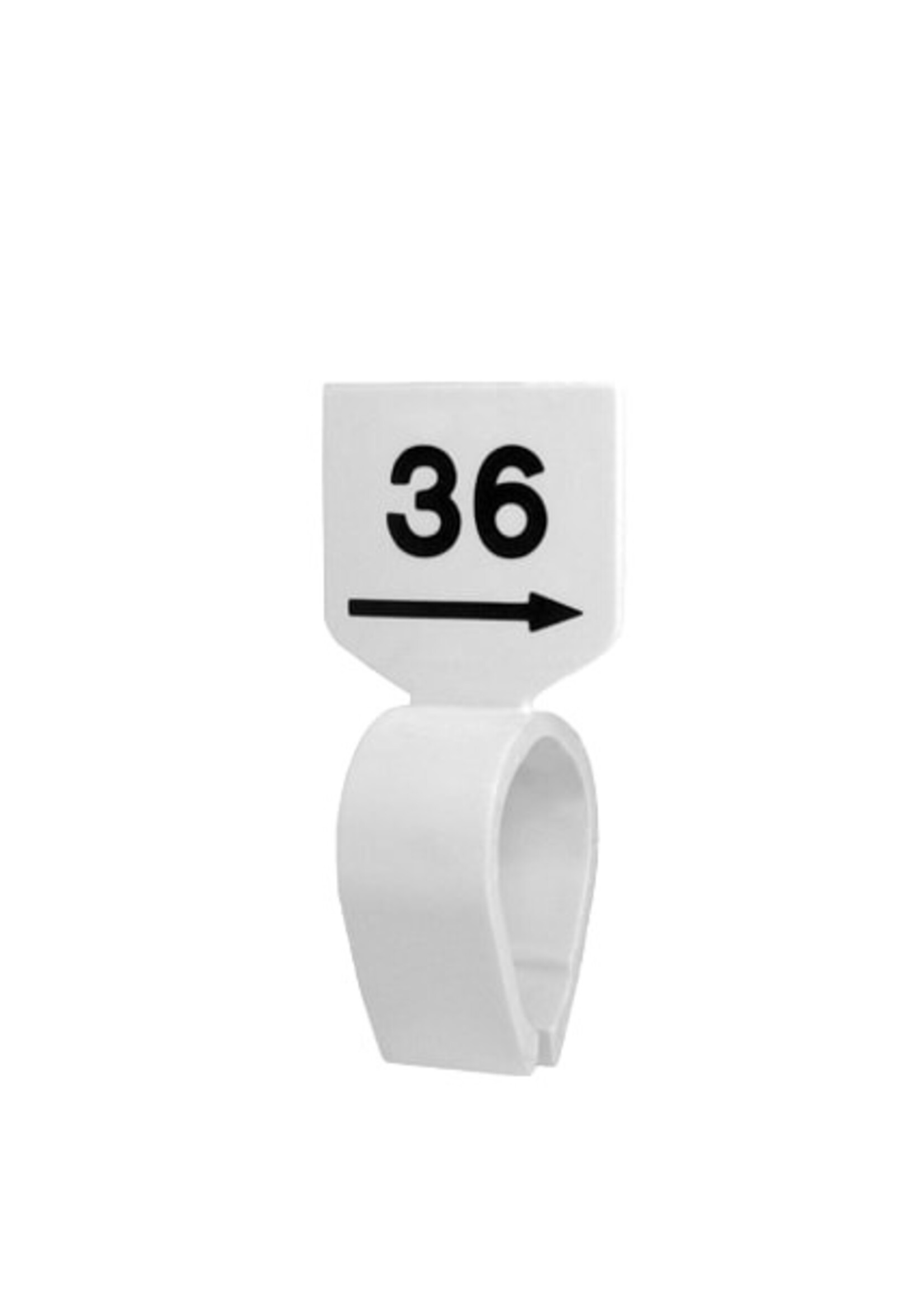 Marquage de taille (clip) blanc avec impression noir