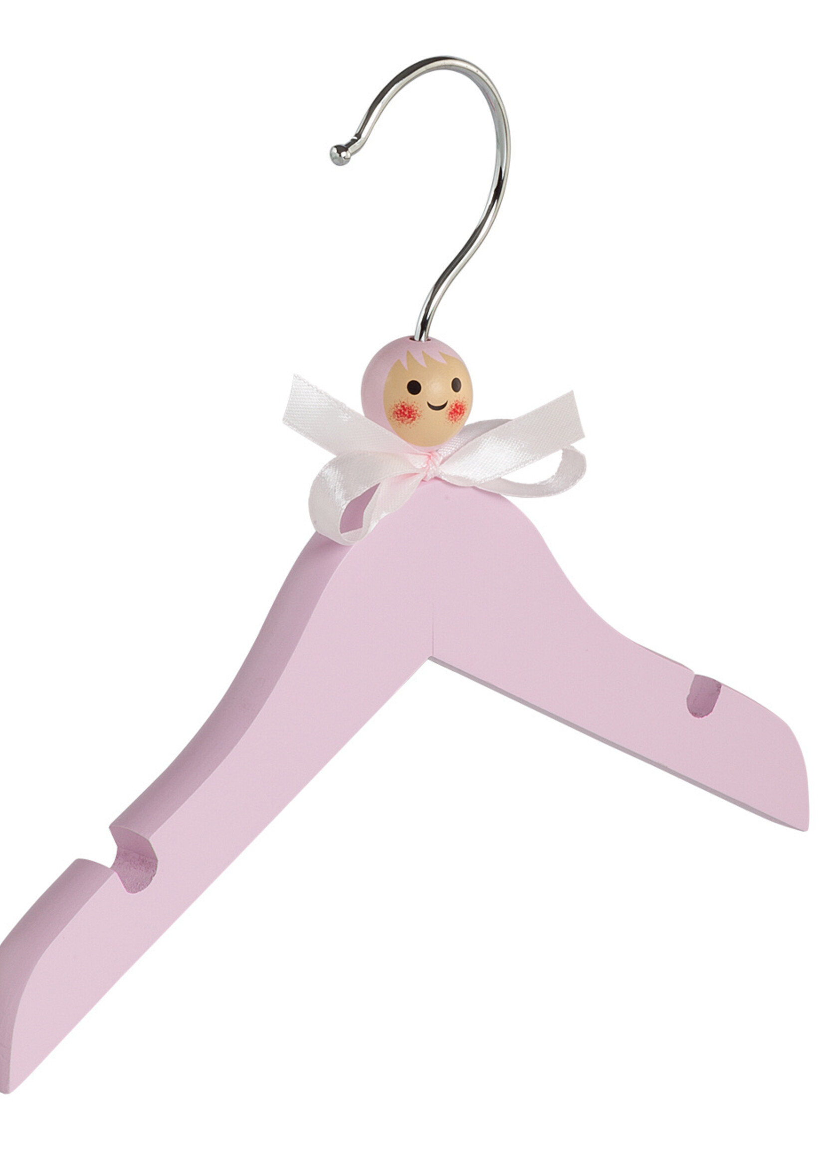 Cintre blouse / chemise (bébé) bois lotus laqué rose avec encoches