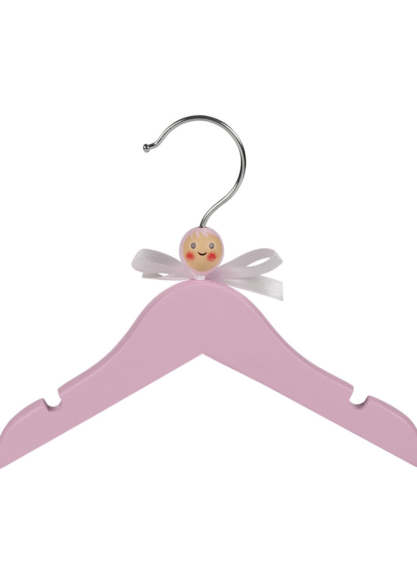 Cintre blouse / chemise (bébé) bois lotus laqué rose avec encoches