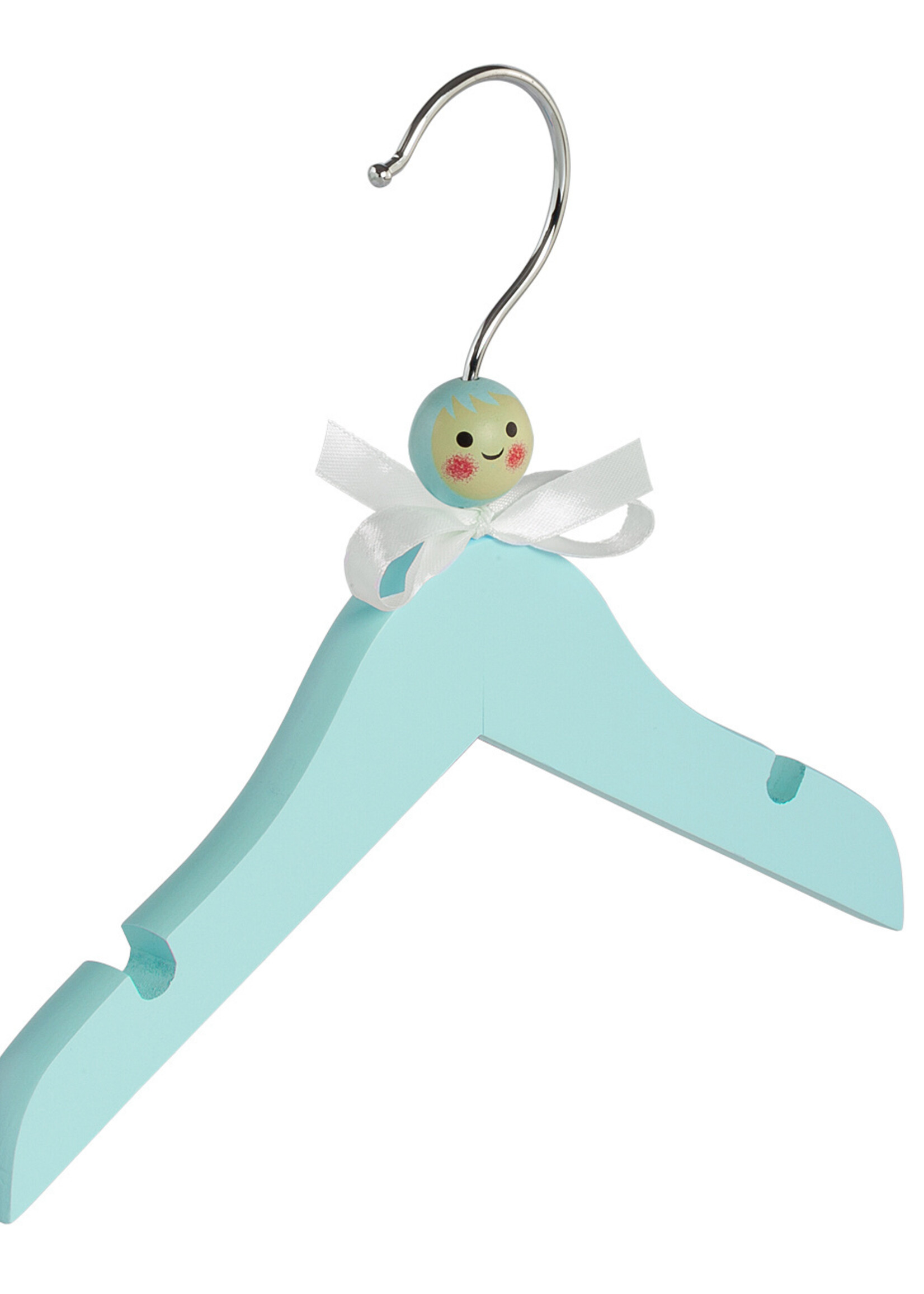 Cintre blouse / chemise (bébé) bois lotus laqué bleu avec encoches