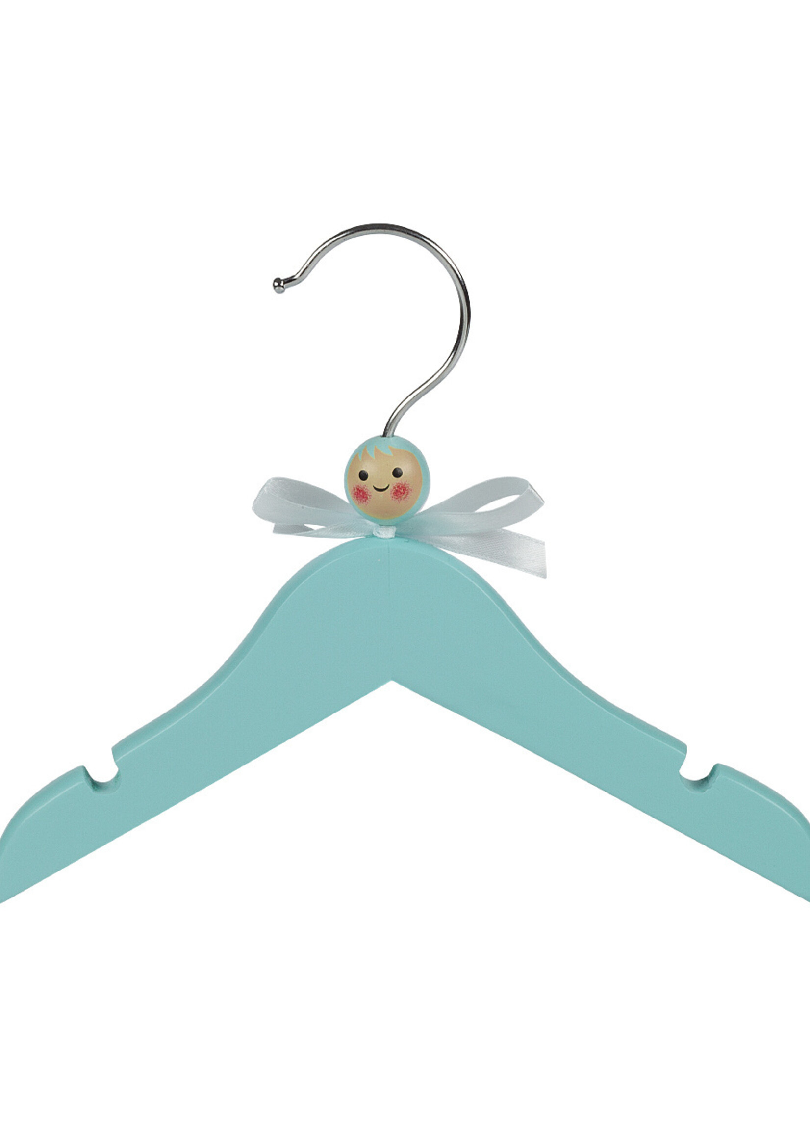 Cintre blouse / chemise (bébé) bois lotus laqué bleu avec encoches